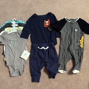 Cloud Island Navy and Gray Bodysuit Set